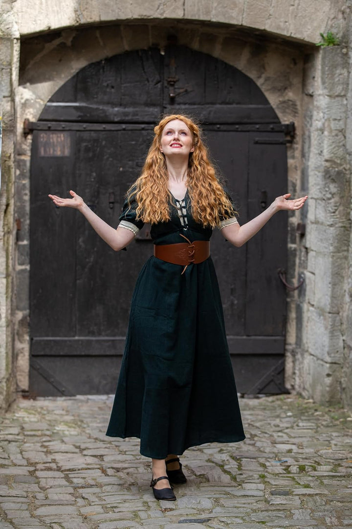 Leonardo Carbone Mittelalter Damen Mieder Gürtel Alana mit keltischer Prägung Glattleder braun - 90