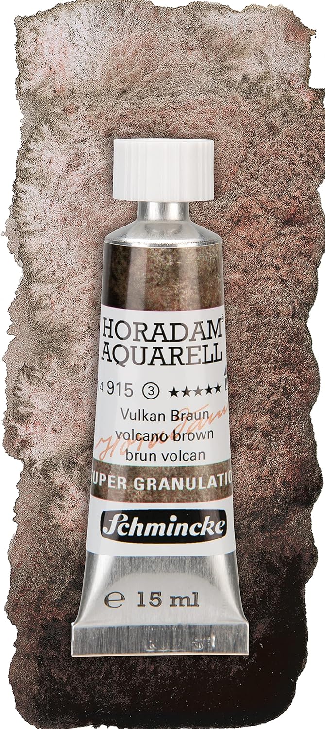 Schmincke – HORADAM® AQUARELL, Super Granulation Set Vulkan, 5 x 15 ml-Tuben, 74 868 097, Holzkasten