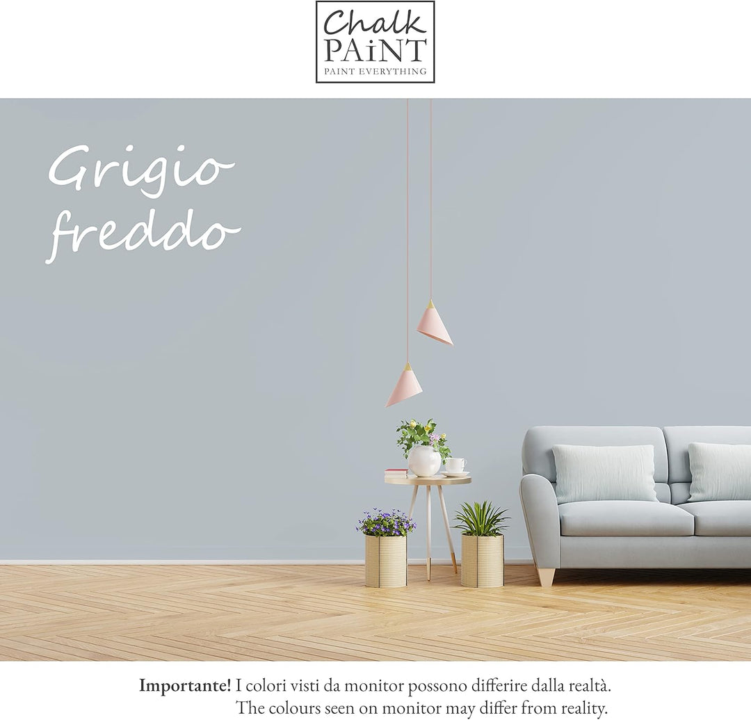 Chalk Paint Everything® Grigio Freddo Kreidefarbe Wasserbasis für Alle Oberflächen einfach zu verarb