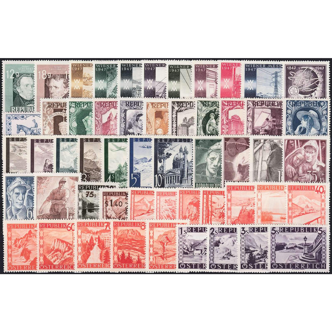 Goldhahn Österreich 1947 postfrisch ** Nr. 801-853 - Briefmarken für Sammler, postfrisch