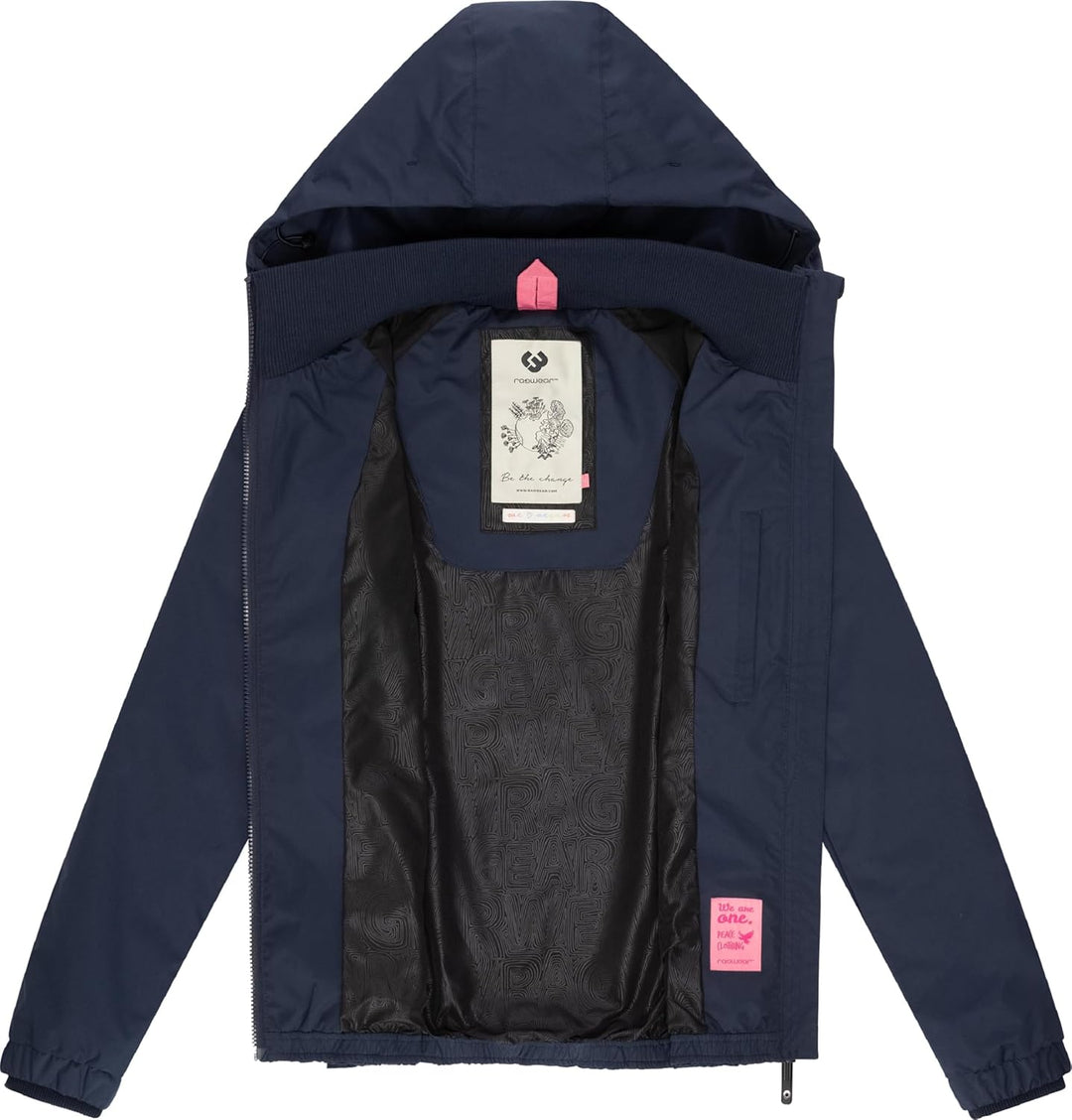 Ragwear Damen wasserdichte Übergangsjacke leichte Jacke kurz mit Kapuze Dizzie Intl XS-6XL, M Navy02