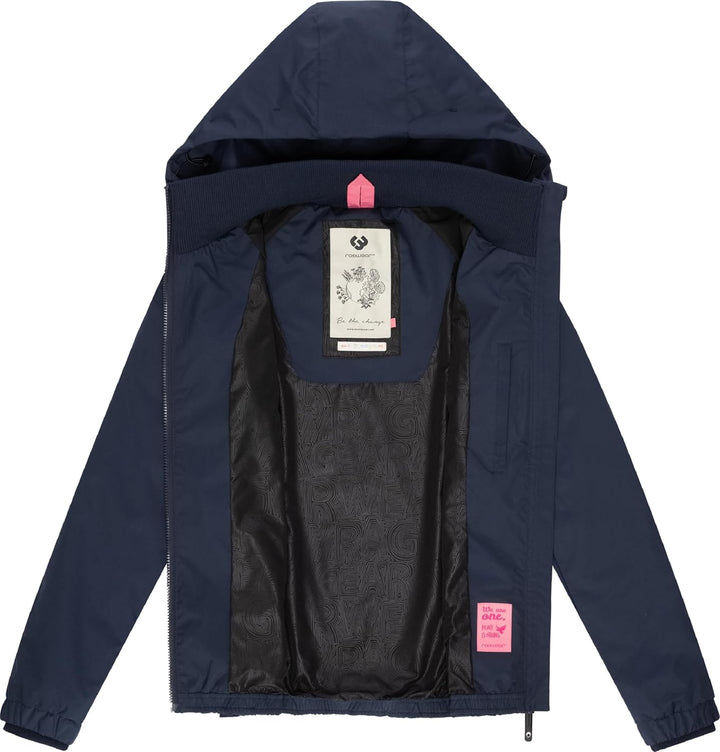 Ragwear Damen wasserdichte Übergangsjacke leichte Jacke kurz mit Kapuze Dizzie Intl XS-6XL, M Navy02