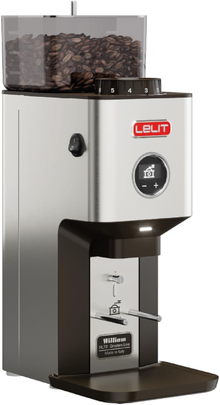 LELIT William PL72 Kaffeebohnenmühle mit flachem Mahlgrad - Mit LCC zur Regulierung der Mahldauer -