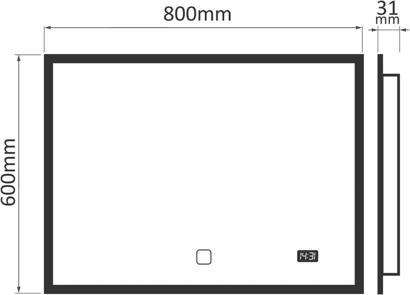 Jago Badspiegel mit LED Beleuchtung - EEK A++, Touchschalter, Dimmbar 2in1 Kaltweiss auf Warmweiss E