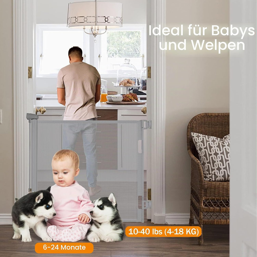 iMoebel Türschutzgitter Treppenschutzgitter Ausziehbar Breite 0-140cm Höhe 83cm, Rollgitter Absperrg