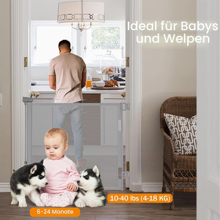 iMoebel Türschutzgitter Treppenschutzgitter Ausziehbar Breite 0-140cm Höhe 83cm, Rollgitter Absperrg