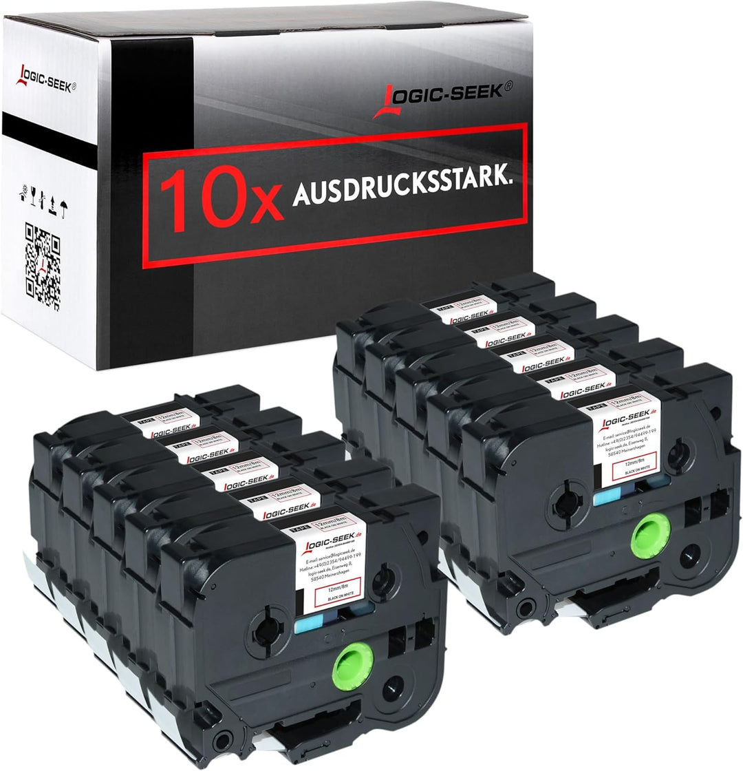 Logic-Seek TZE231 10 X Schriftband kompatibel für Brother P-Touch PT-H100LB H100R H105 E100 E100VP D