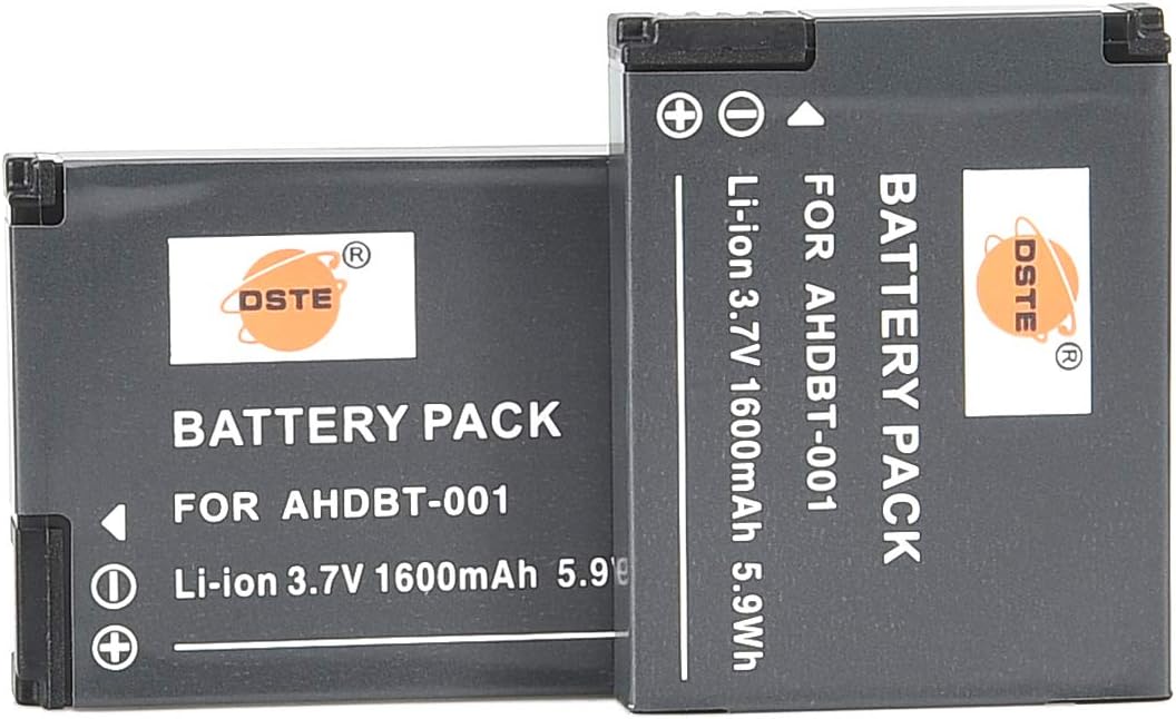 DSTE®（2 Pack） Ersatz Batterie und DC121E Reise Ladegerät Compatible für GoPro AHDBT-001 Hero GoPro H