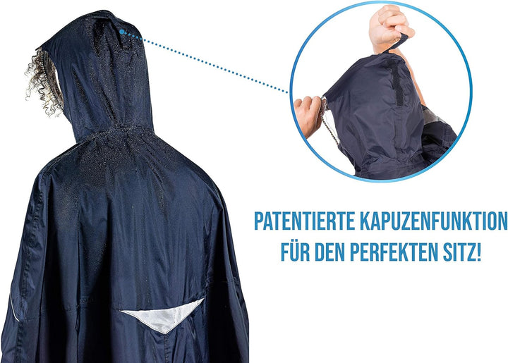 HOCK - DAS ORIGINAL und echter TESTSIEGER* - Fahrrad Regenponcho mit Kapuze - Fahrradponcho Wasserdi