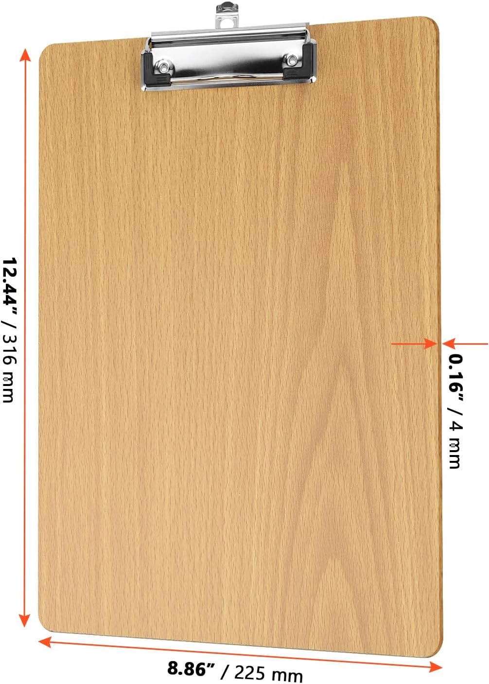 SINJEUN 12 Stück Klemmbrett A4 Holz, Schreibbretter Klemmbrett, Klemmbretter A4, Zwischenablage Schr