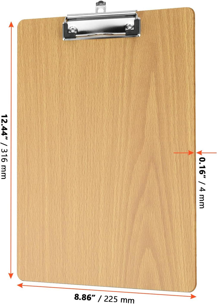 SINJEUN 12 Stück Klemmbrett A4 Holz, Schreibbretter Klemmbrett, Klemmbretter A4, Zwischenablage Schr