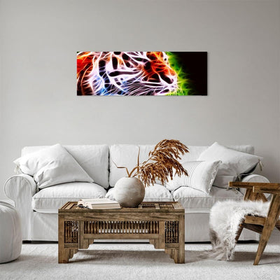 Panorama Bilder auf Leinwand Afrika aggression tiere tiger Leinwandbild 90x30cm Wandbilder Dekoratio