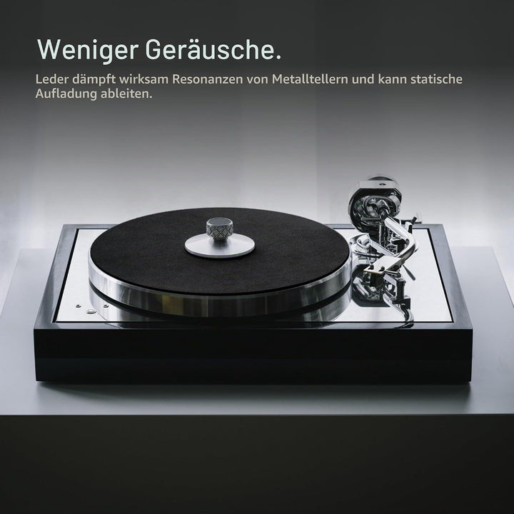 Pro-Ject Leather it, Plattentellerauflage aus Leder (Schwarz) Schwarz Single, Schwarz Single