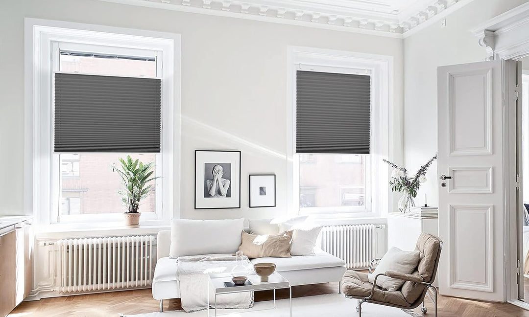 bobodeco Plissee ohne Bohren Klemmfix Faltrollo Jalousie Anthrazit 55x150cm (BxH), Plisseerollo Sich