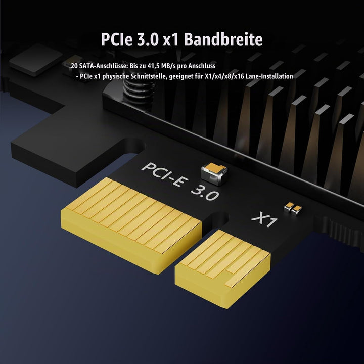 glotrends PCIe SATA Adapterkarte mit 20 Port SATA III 6Gbps (inklusive SATA Kabel und 15PIN SATA Spl