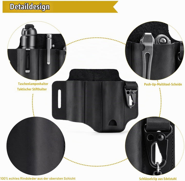 VIPERADE PJ29 EDC Lederscheide, Multitoolscheide/Werkzeuge Holster/Messergürtelscheide/Taschenlampen