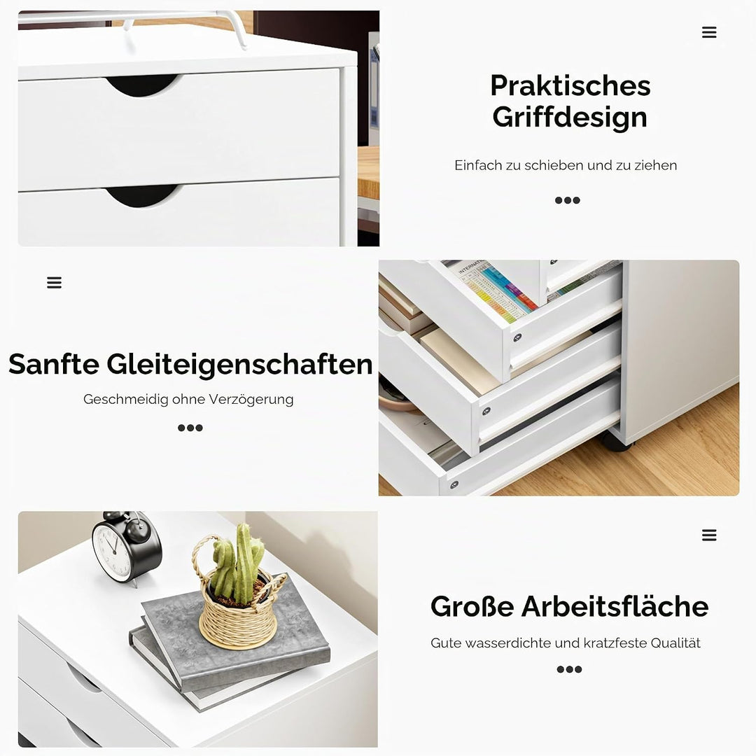 sogesfurniture Aktenschrank, Rollcontainer mit 7 Schubladen, Büroschrank, Schubladenschrank, Kommode