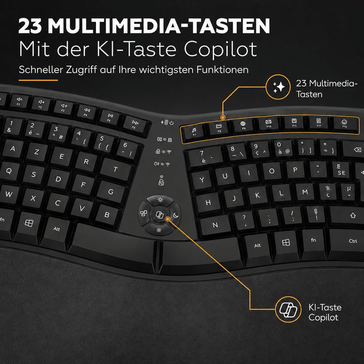 Mobility Lab Ergo C30W - Ergonomisches Kabellos-Set mit verstellbarer Neigung - AZERTY Layout - Repo