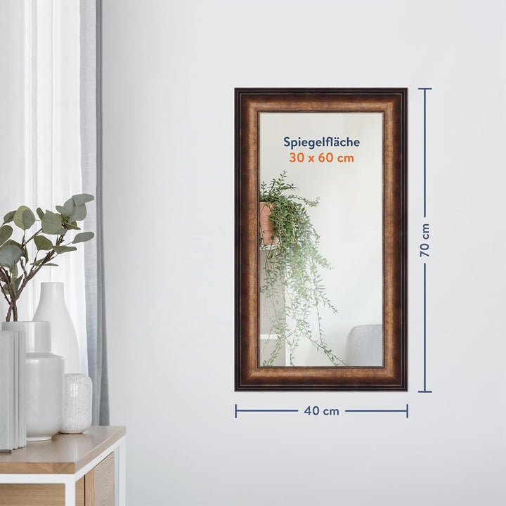 WANDStyle Spiegel Barock und Antik Stil I Aussenmass ca. 40 x 70 cm I Farbe Bronze I bronzener Wands