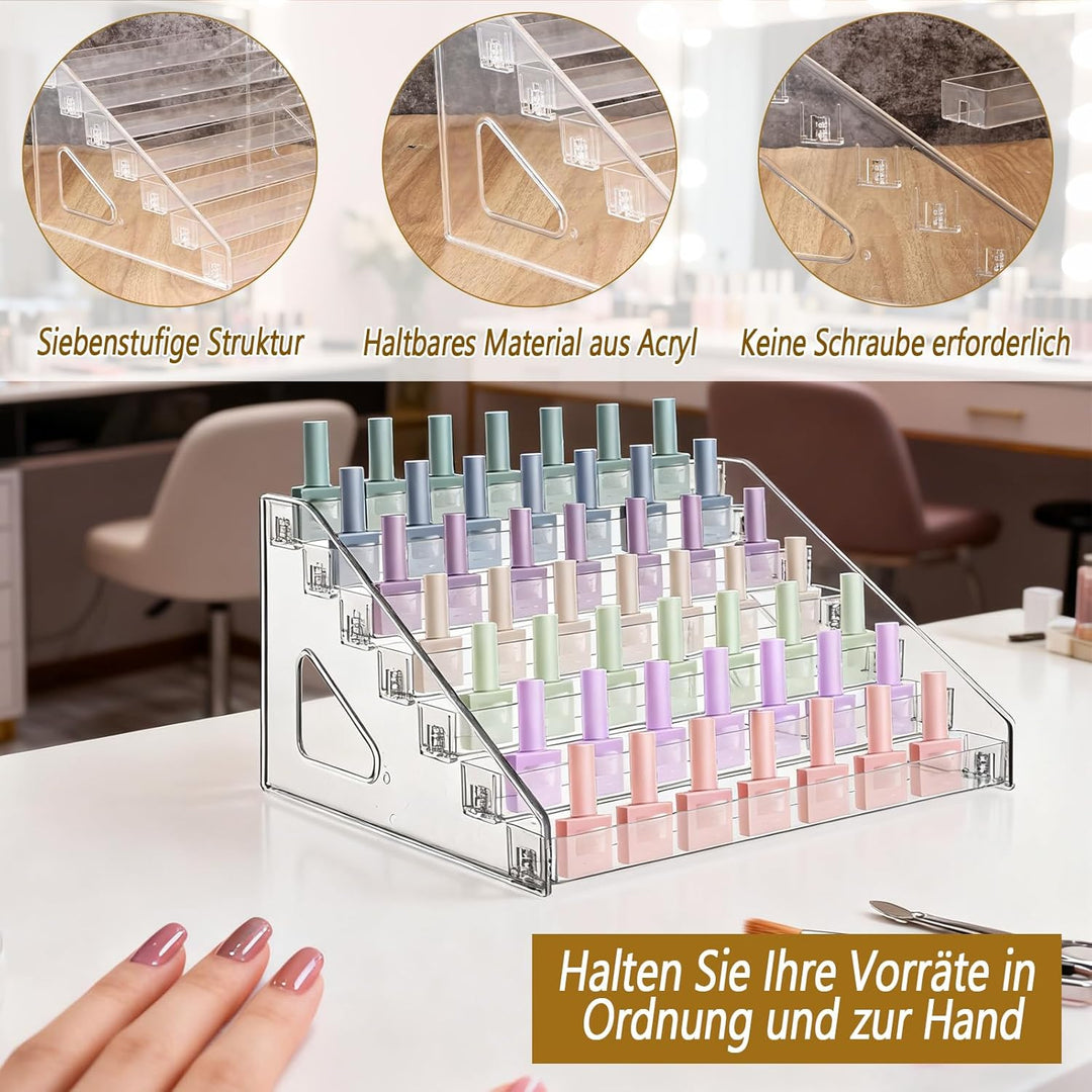 2 Stück 7 Schichten Nagellack Aufbewahrung, Acryl Nagellack Organizer Transparent Lippenstiftständer