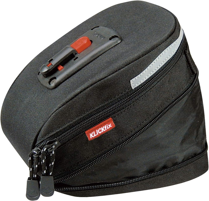 KlickFix Farradtasche Micro 200 Expandable Schwa Satteltasche, Schwarz, 19 x 12 x 8 cm & Zubehör Sat