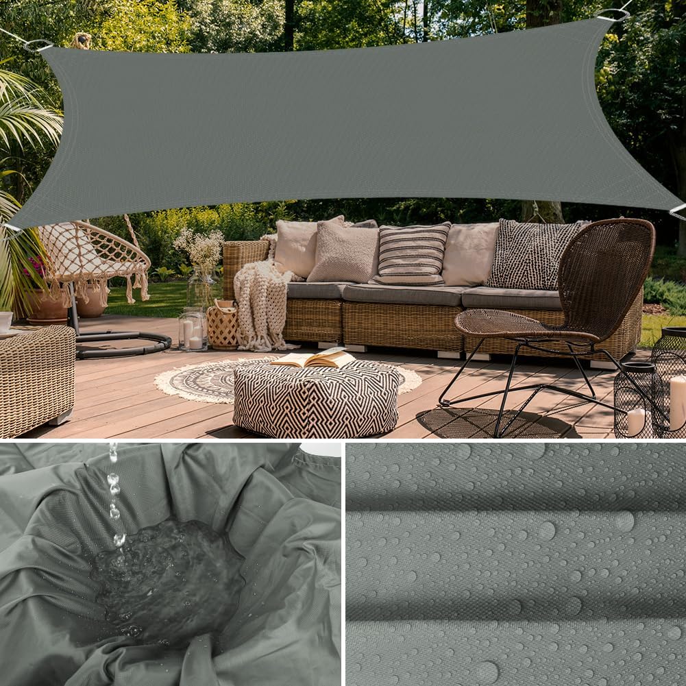 OFFCUP Sonnensegel, Sonnenschutz Baldachin, rechteckige Markise, Oxford-Stoff Wasserdicht Ripstop Uv