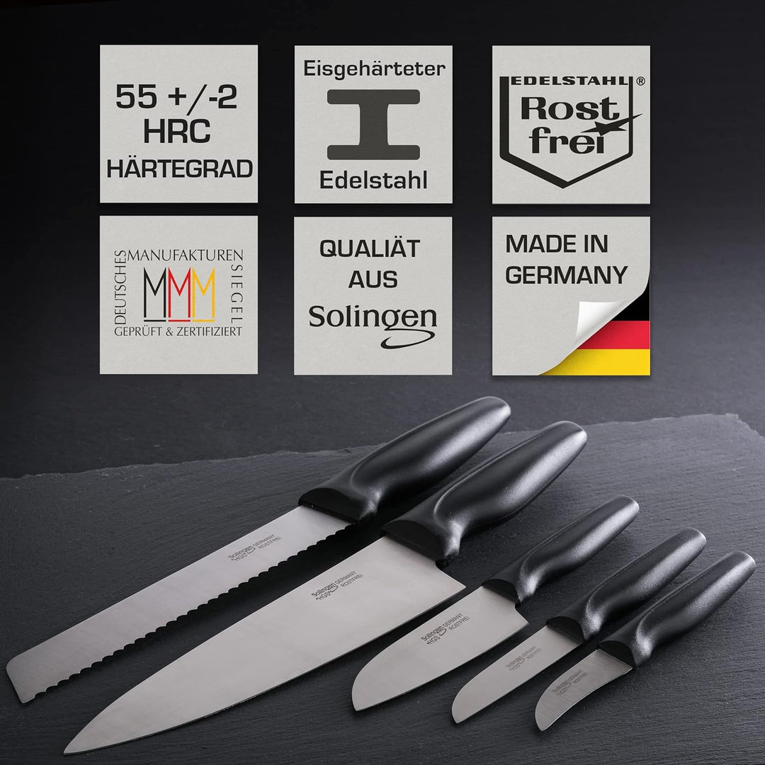 NEU| SOLINGEN WAVE| Küchenmesserset - Messerset 6 tlg.| rostfreie, eisgehärtete & scharfe Messer, 10