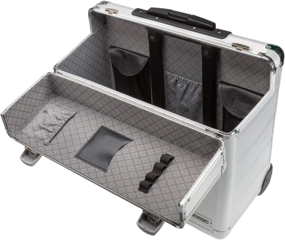 Business Trolley Pilotenkoffer Laptopfach TSA Schlösser Aluminium Oberfläche Silber, Silber