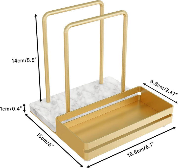 Serviettenhalter Golden, Serviettenhalter aus Metall & Marmor Serviettenspender mit Caddy für Tisch