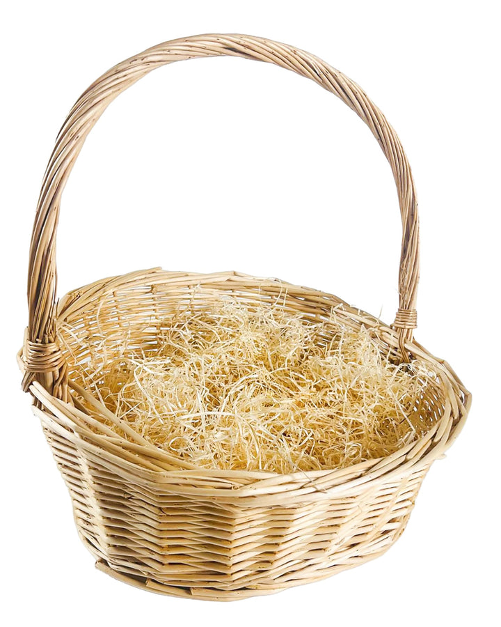 Kobolo Geschenkkorb aus Weide mit Holzwolle - 49x41x50 cm - beige - dekorativer Präsentkorb zum Selb