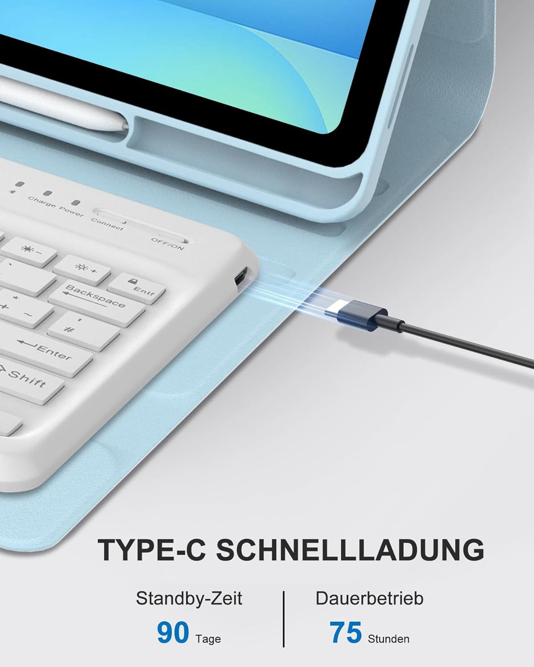 Für Galaxy Tab S10 FE+ Hülle mit Tastatur QWERTZ Deutsch – SchutzHülle für Samsung S10 FE Plus 13,1"