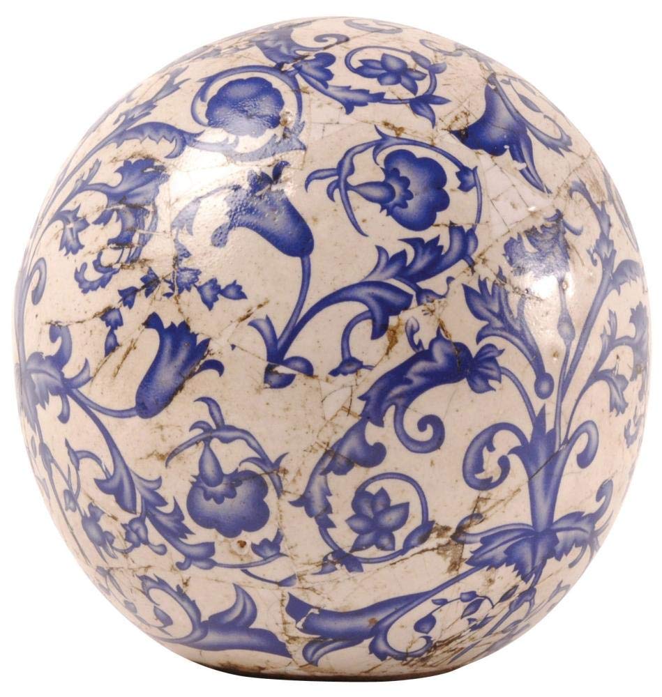 Esschert Design Dekokugel, Gartenkugel aus Keramik in blau-weiss, Grösse S, Ø ca. 13 cm 13cm Anzahl: