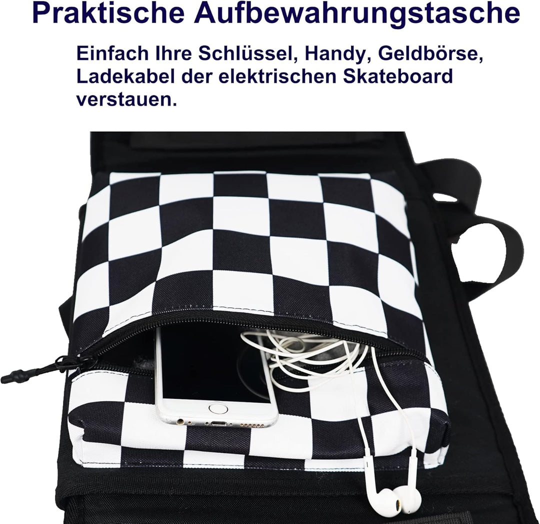 QOPET Skateboard Rucksack aus verdicktem 900D Oxford, Cruiser Board Tasche wasserdicht Elektrische S