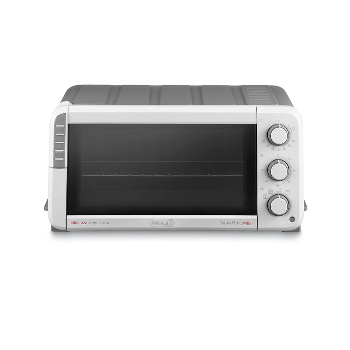 DELONGHI EO12512.WG Sfornatutto Mini, 1400 W, 12 Liter, Kunststoff, Weiss / Schwarz Belüftet, 5 Funk