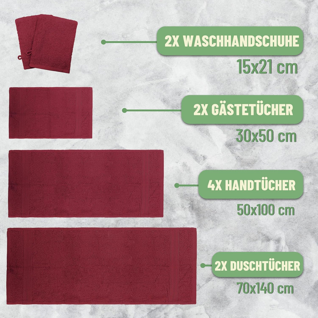 GREEN MARK Textilien 10 TLG. FROTTIER Handtuch-Set mit verschiedenen Grössen 4X Handtücher, 2X Dusch