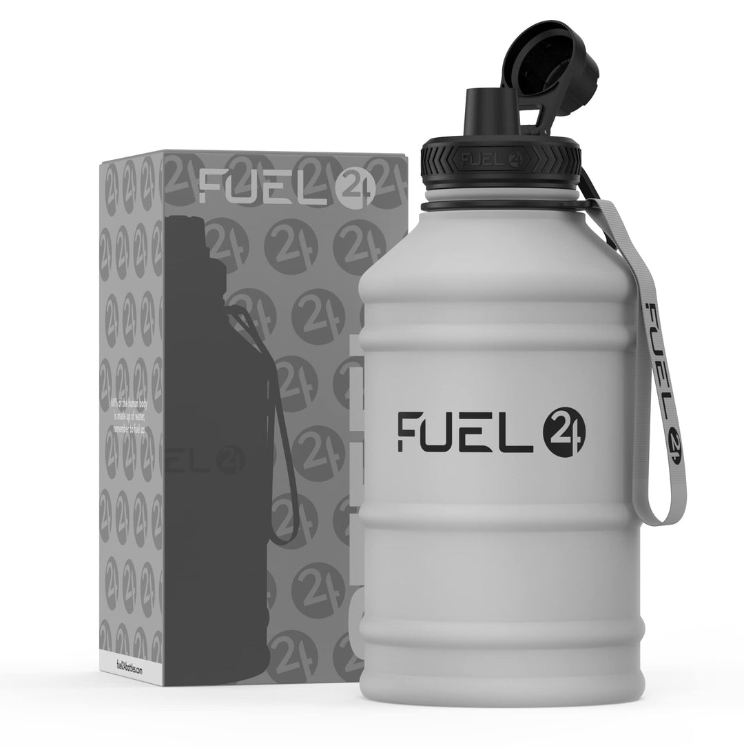 Fuel24 Extra Stark Trinkflasche Edelstahl Metall 1.3L & 2.2L - Auslaufsicher & BPA-Frei Wasserflasch