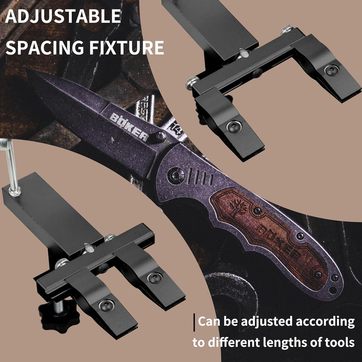 CWOVRS Messerschärfsystem, 360° Dual Klemmensystem Schnellspann-C-Klemme Messerschleifer, 2-Fach Win