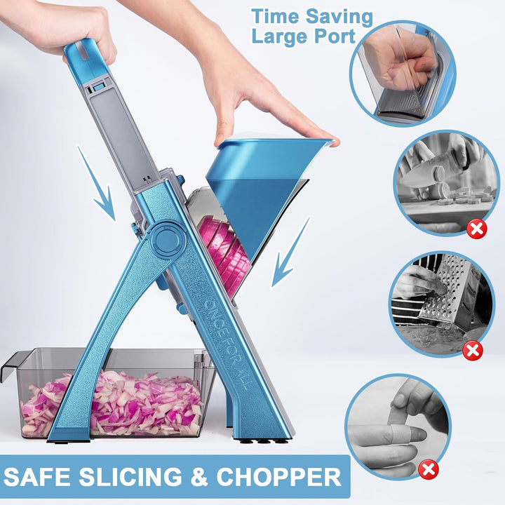 ONCE FOR ALL Gemüseschneider, Verstellbar Gemüsehobel Mandoline Vegetable Slicer Kartoffelschneider
