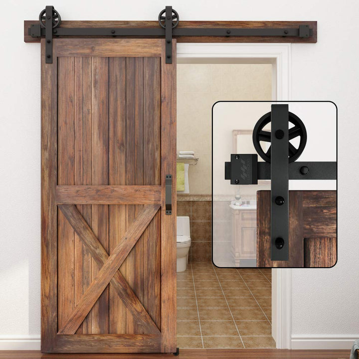 WINSOON 300cm Einzelschiebetür Industrie Schiebetür Schiene Schiebetürbeschlag Set Roller Kit Garage