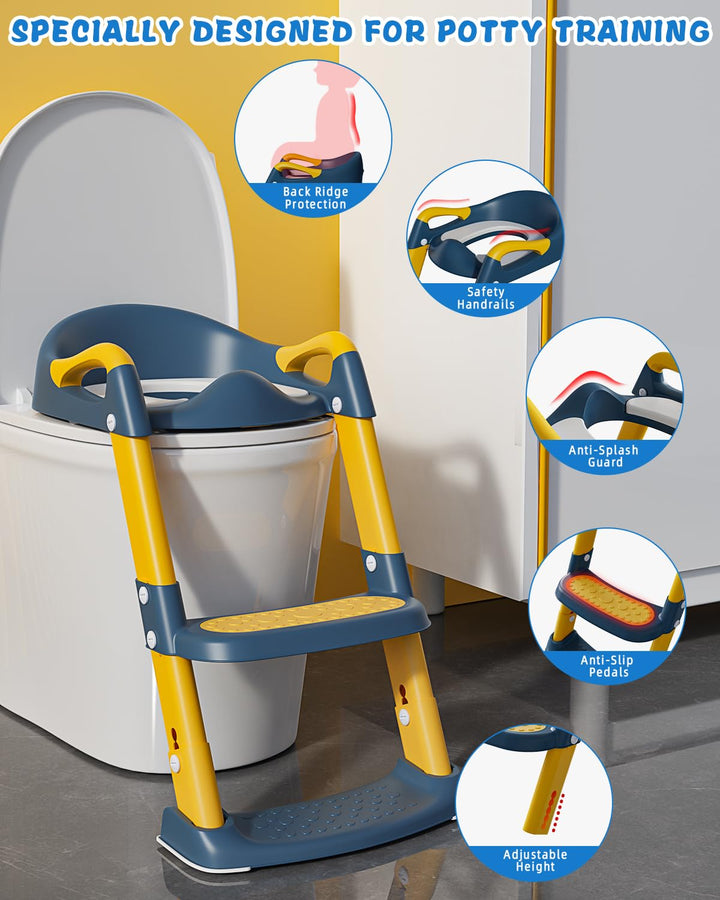 Xespis Kinder Toilettensitz mit Treppe, Toilettentrainer, für Jungen und Mädchen, WC Sitz Kinder mit