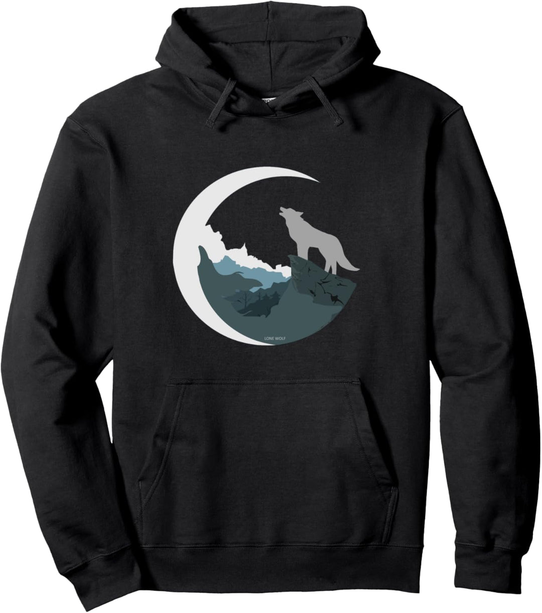 Einsamer Wolf der den Mond anheult - Wolf Pullover Hoodie