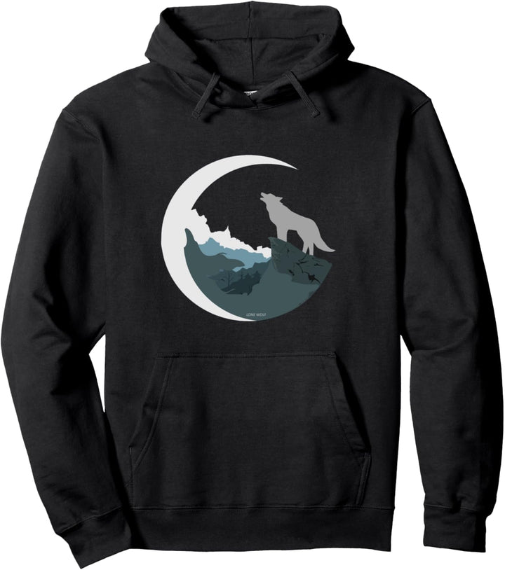 Einsamer Wolf der den Mond anheult - Wolf Pullover Hoodie