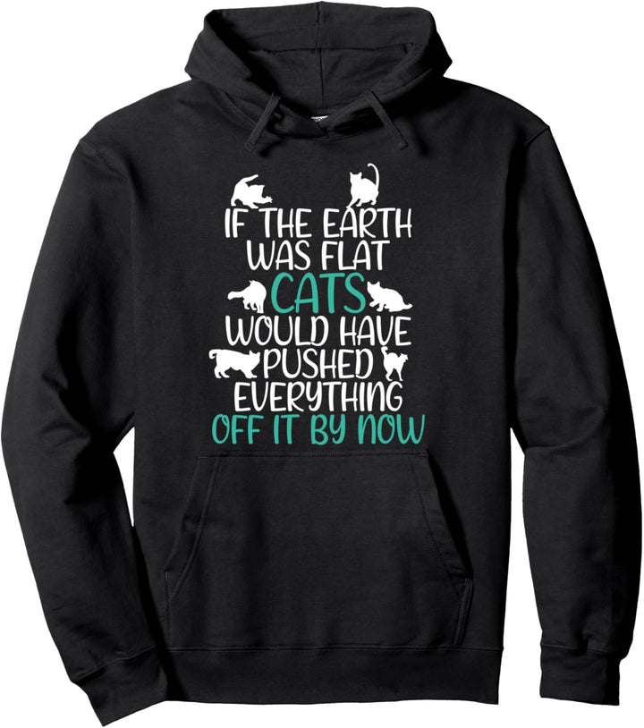 Flache Erde Katzentheorie Grafik Wissenschaft Earth Day 2021 Pullover Hoodie
