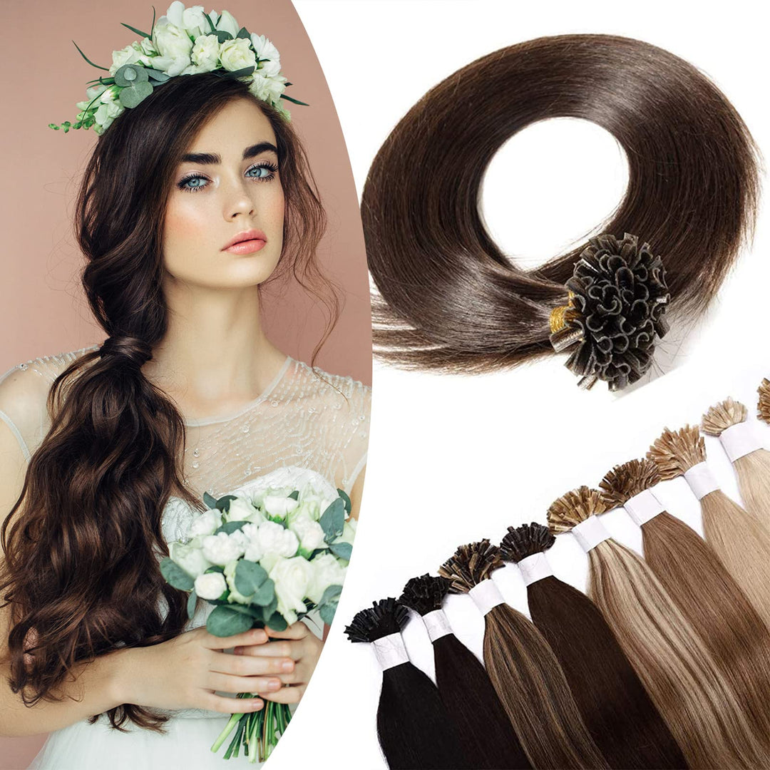 SEGO U Tips Extensions Echthaar Bondings 0.5g/Strähnen Keratin Haarverlängerung Glue 200 Strähnen gl