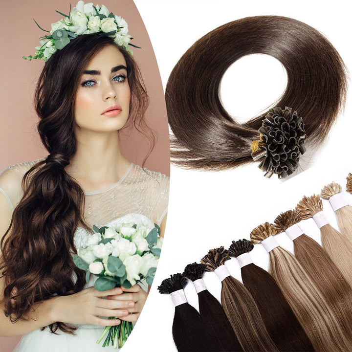 SEGO U Tips Extensions Echthaar Bondings 0.5g/Strähnen Keratin Haarverlängerung Glue 200 Strähnen gl