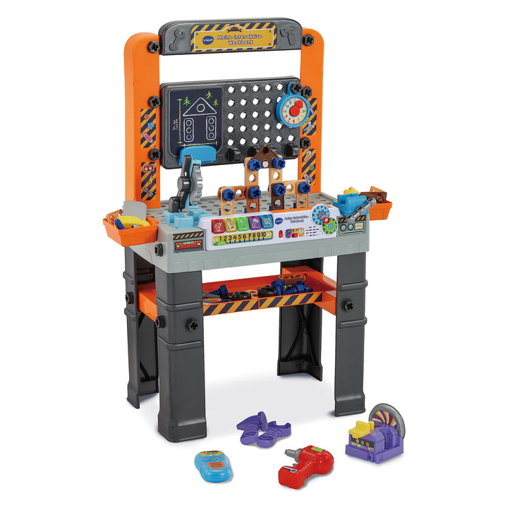 VTech Meine interaktive Werkbank – Mit 60 Zubehörteilen und realistischen Soundeffekten, Lichteffekt