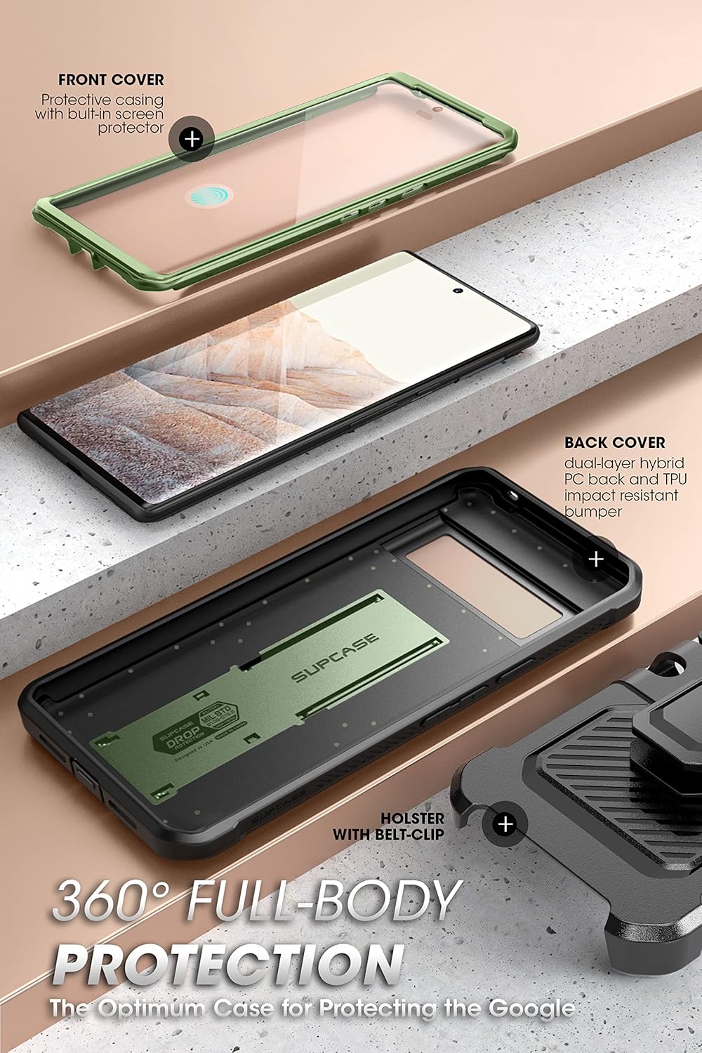 SUPCASE Unicorn Beetle Pro Series Hülle für Google Pixel 7 Pro (2022 Release), Ganzkörper-Schutzhüll