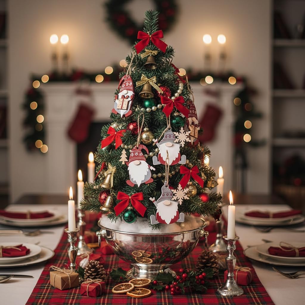 Valery Madelyn Holz Weihnachten Anhänger 24 Stück 6cm Baum Weihnachtsdeko Netter Weihnachtsmann Anhä