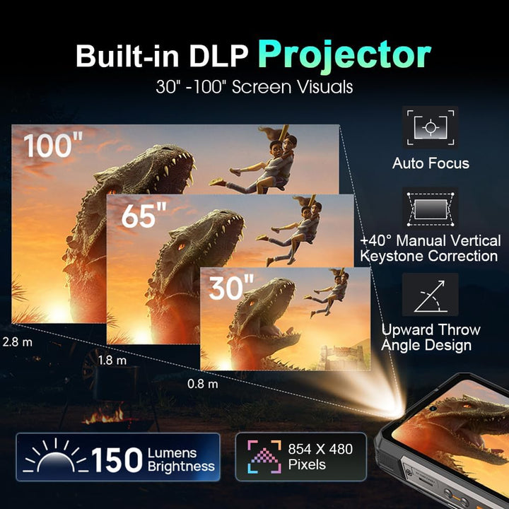 Ulefone Armor 34 Pro 5G Outdoor Handys mit Projektor, 32GB+512GB/2TB Outdoor Smartphone Android 15,