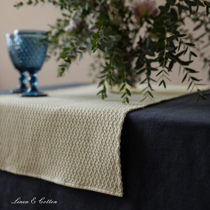Linen &amp; Cotton Tischläufer Stoff Tischband Tischwäsche Maribella Einfach Genäht - 25% Leinen, 75% Ba